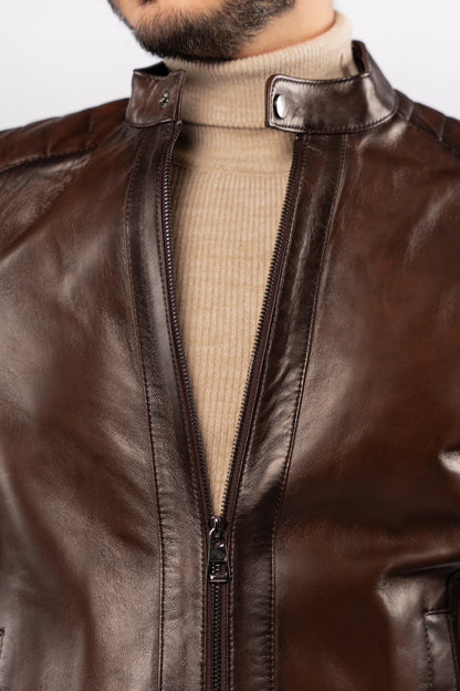 BROWN GENUINE LEATHER JACKET