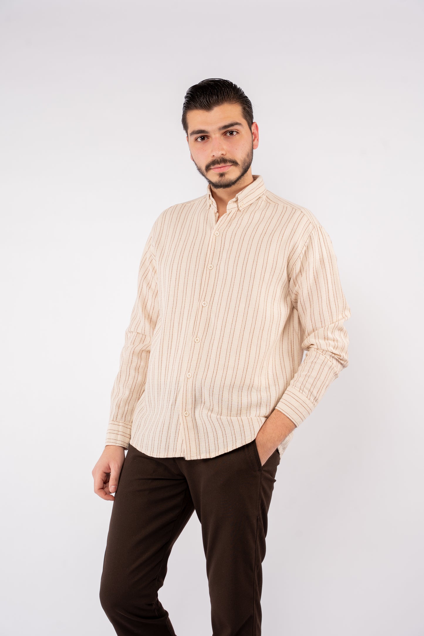 BEIGE LINED SHIRT