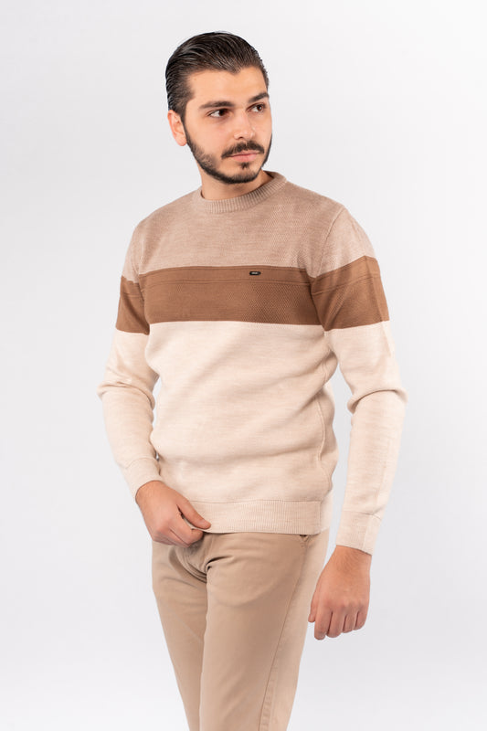 BEIGE URBAN TRICOLOR SWEATER
