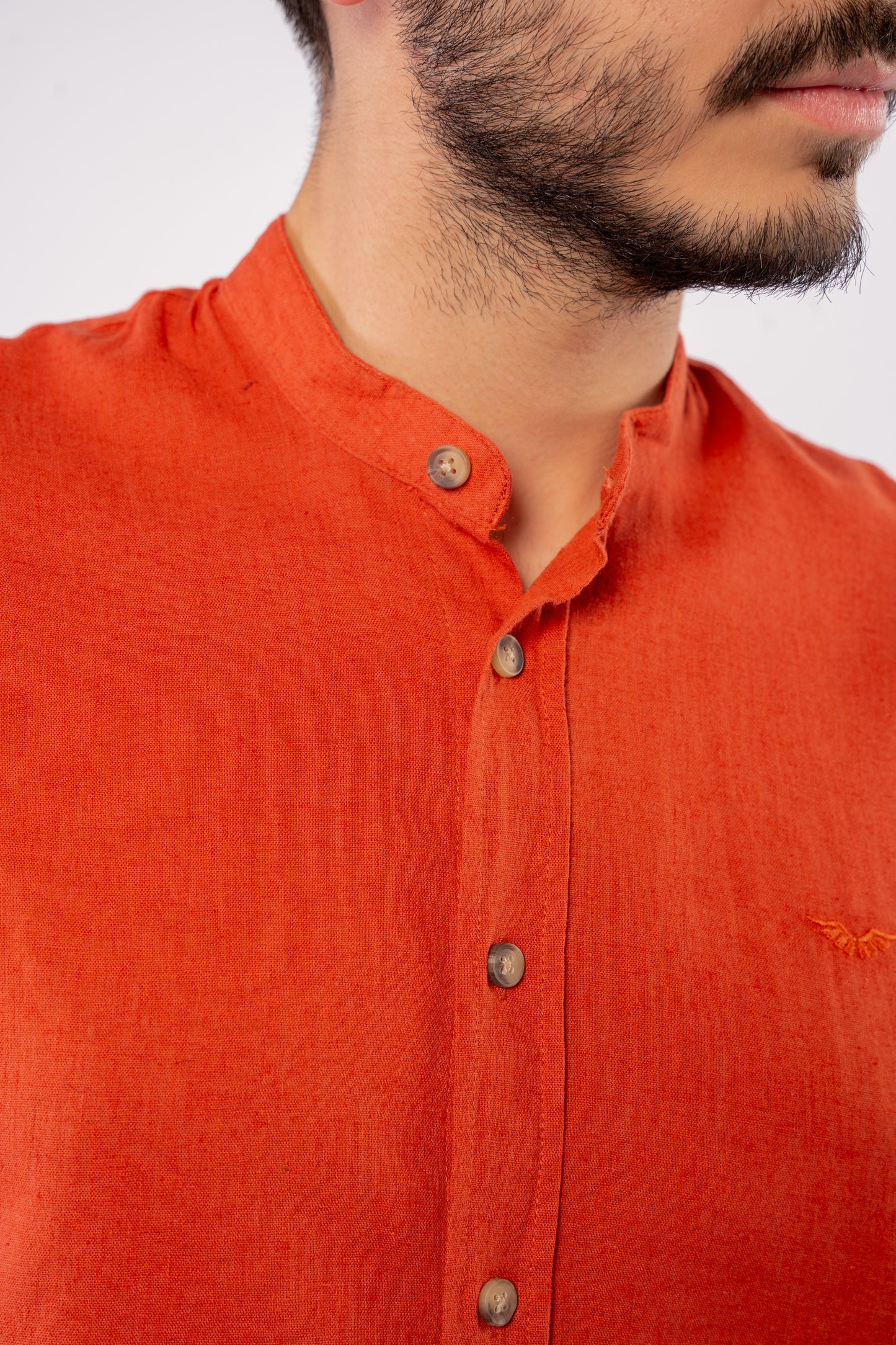VERMILLION CHINESE LINEN SHIRT