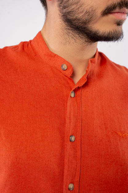 VERMILLION CHINESE LINEN SHIRT