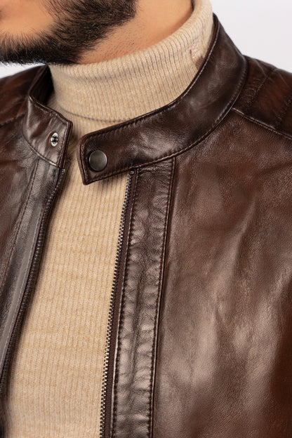 BROWN GENUINE LEATHER JACKET