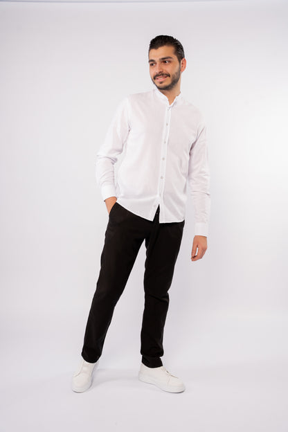 WHITE CHINESE LINEN SHIRT