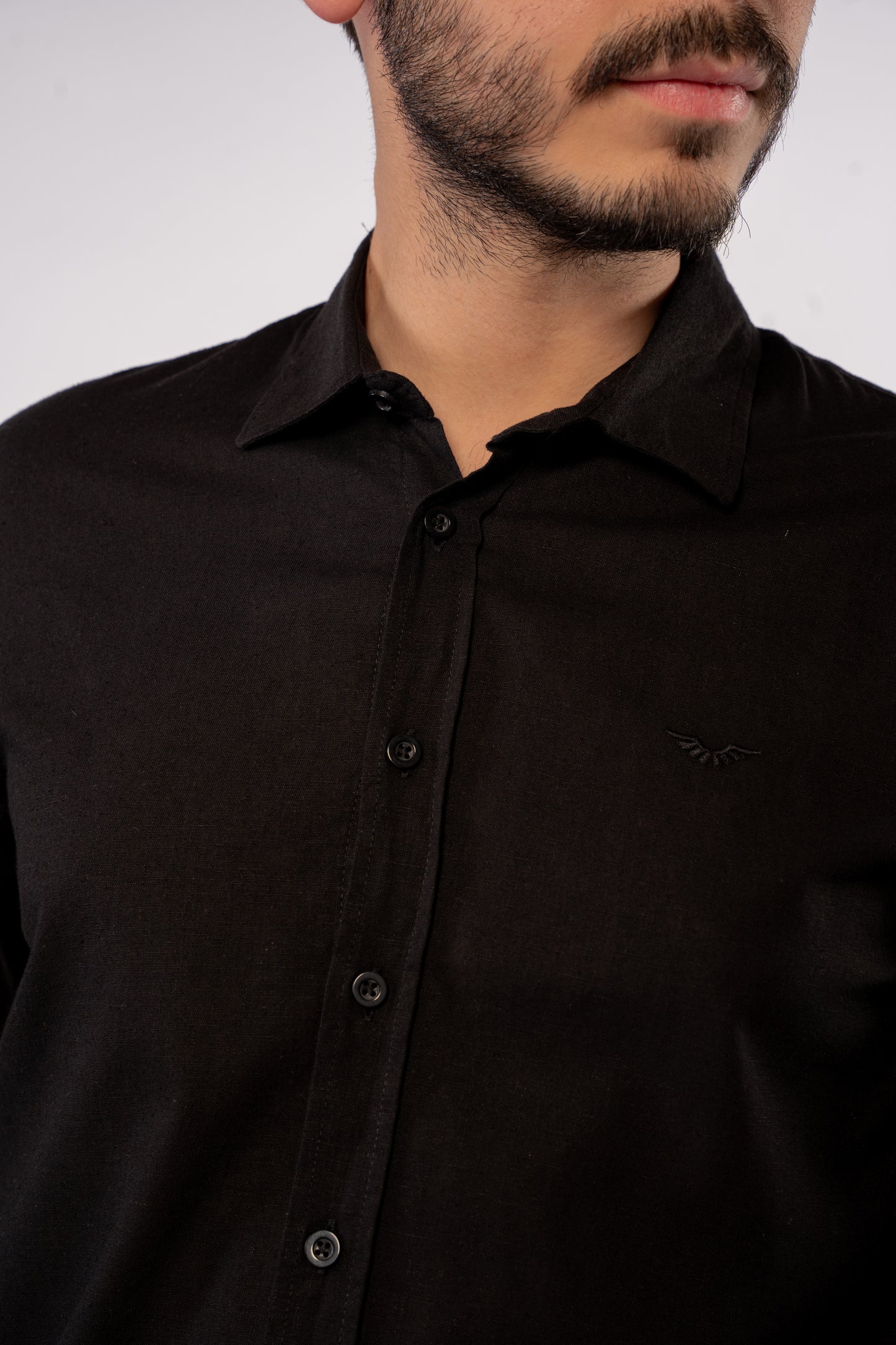 BLACK LINEN SHIRT