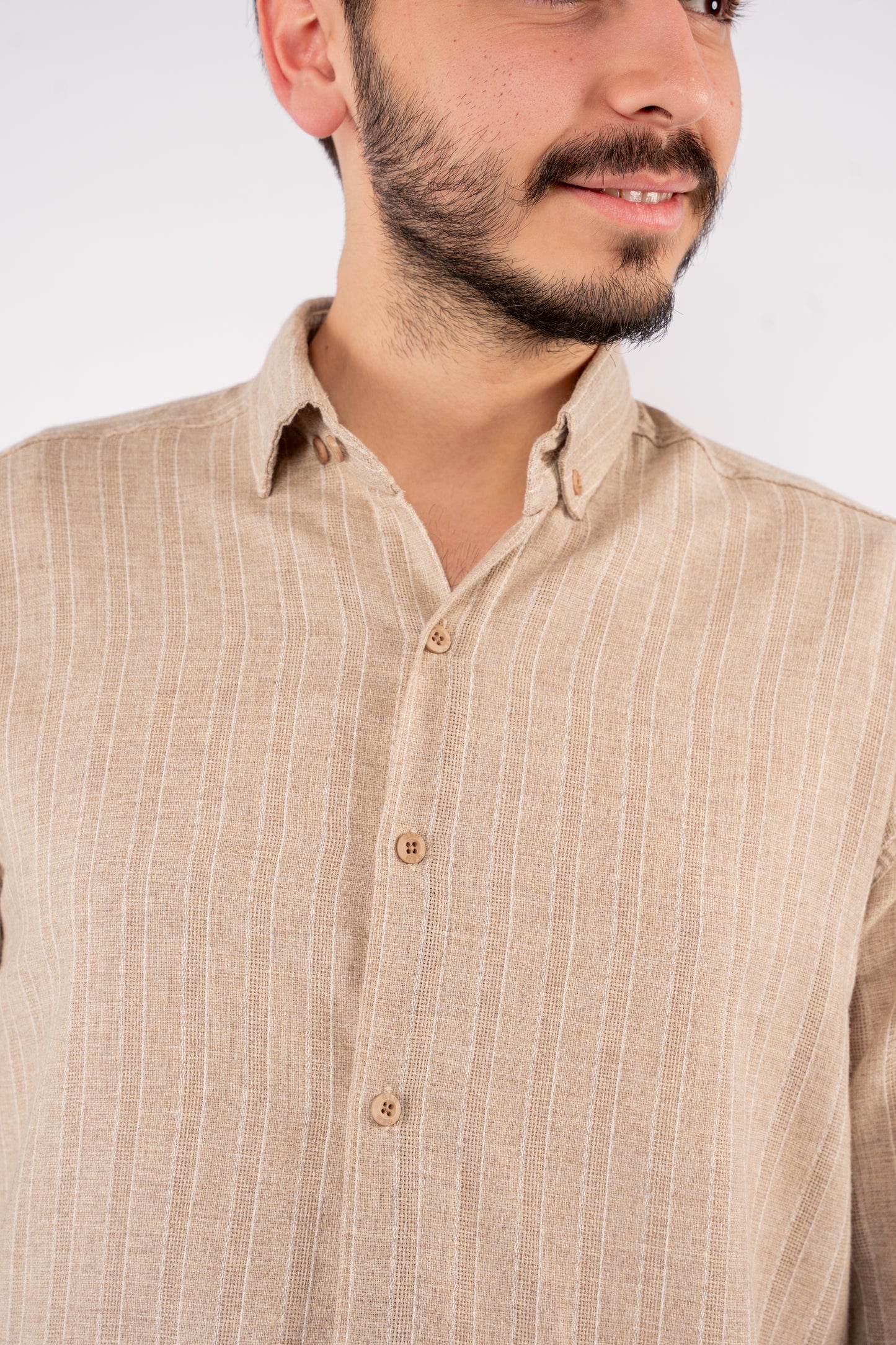DARK BEIGE LINED SHIRT