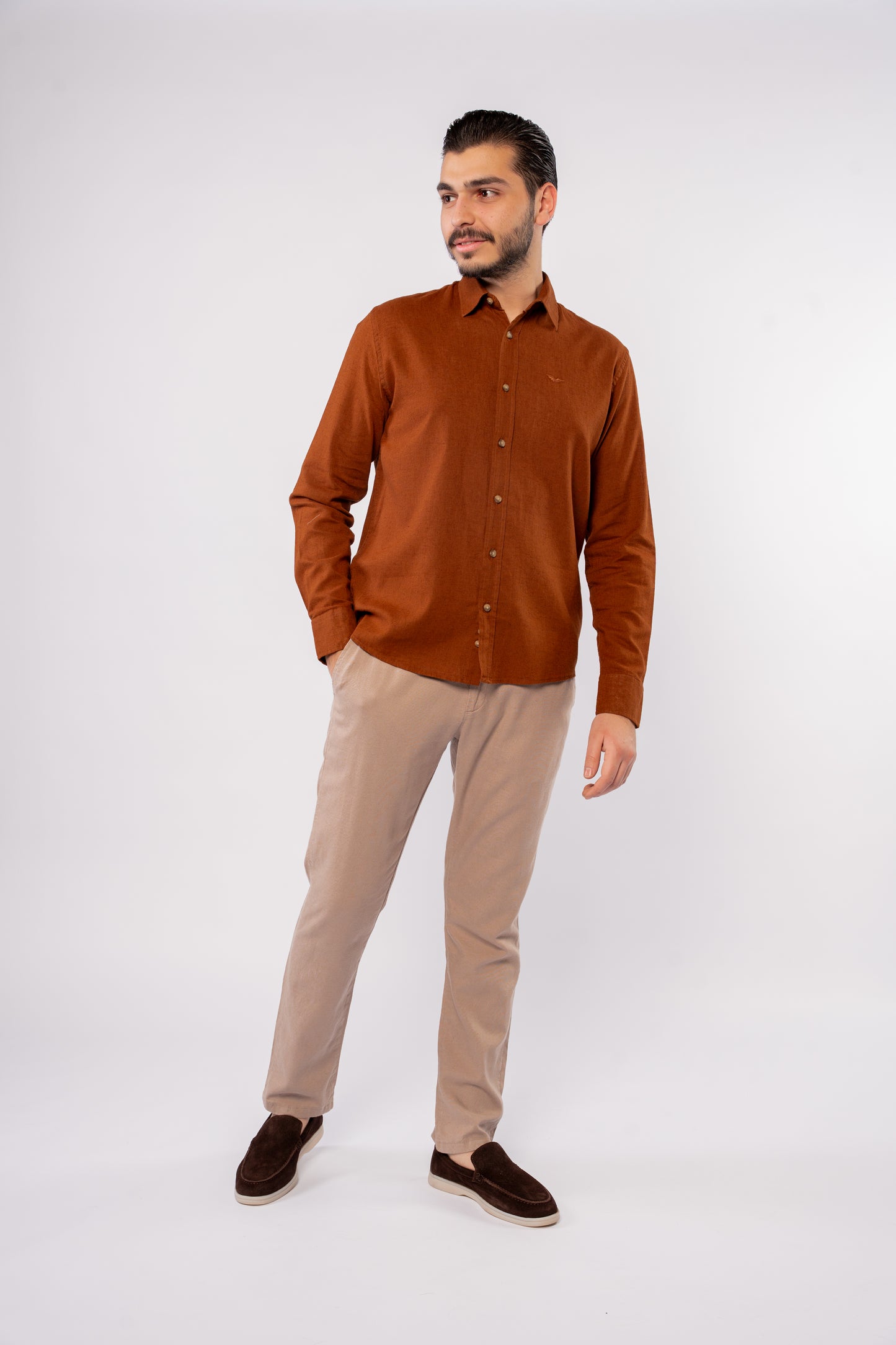 LIGHT BROWN LINEN SHIRT