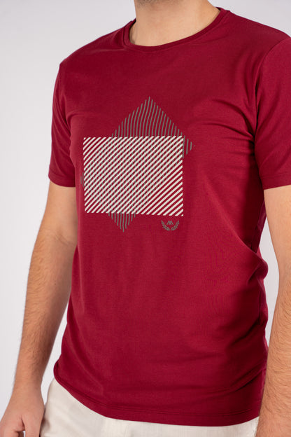 BURGUNDY DIAGONAL LINES TSHIRT