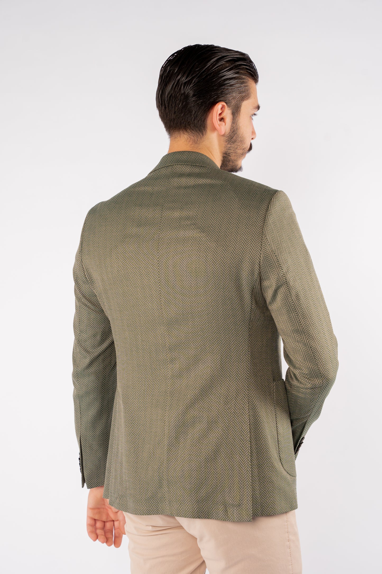 OLIVE ZIGZAG TEXTURE BLAZER