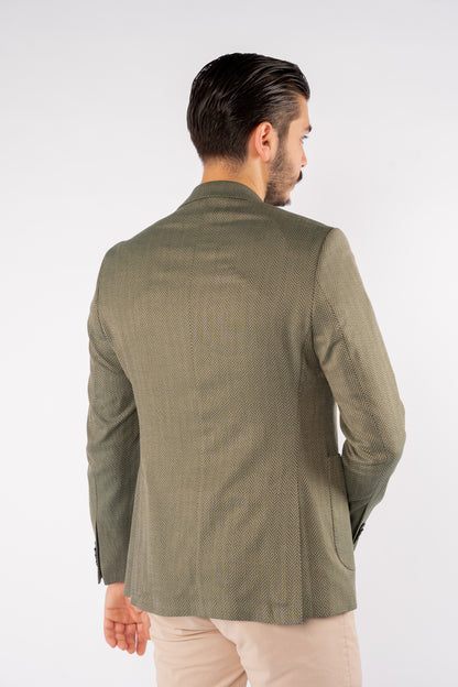 OLIVE ZIGZAG TEXTURE BLAZER