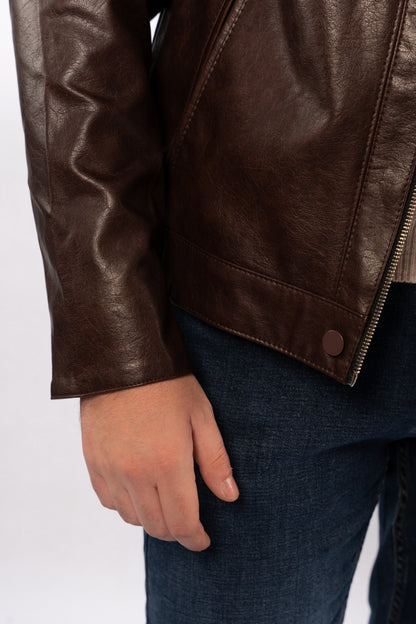 BROWN TRUCKER LEATHER JACKET
