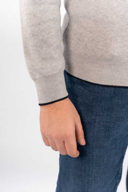 GREY NAVY LINE SWEATER