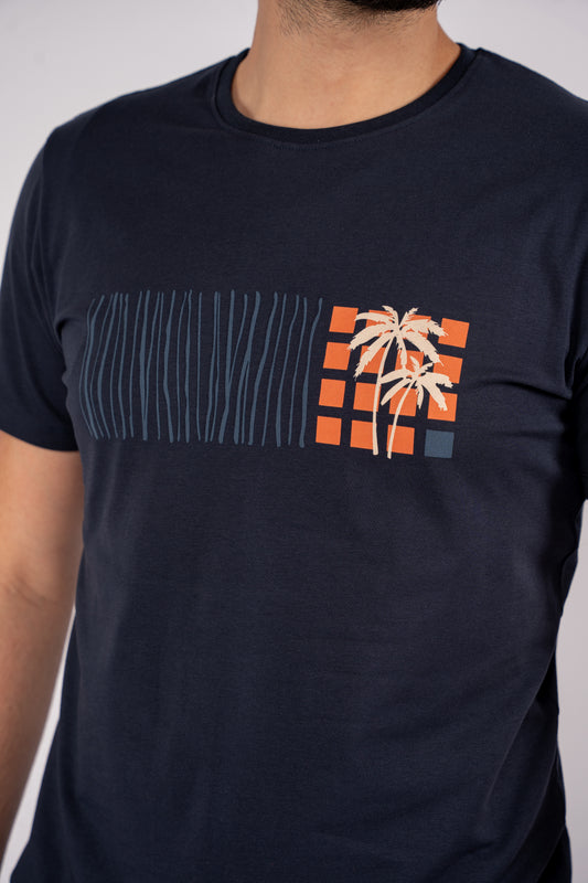 NAVY PALMS TSHIRT