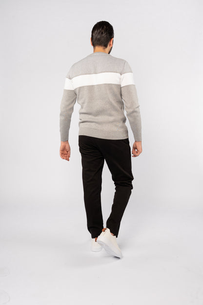 GREY CASUAL KNITTED SWEATER