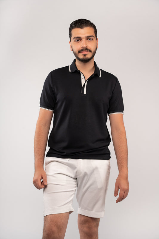 NAVY CLIP BUTTON POLO