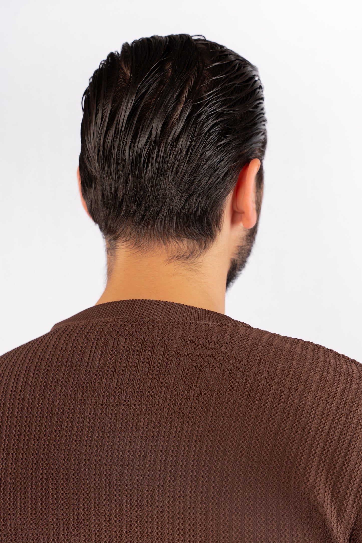 BROWN TRICOT ROUNDNECK SWEATER