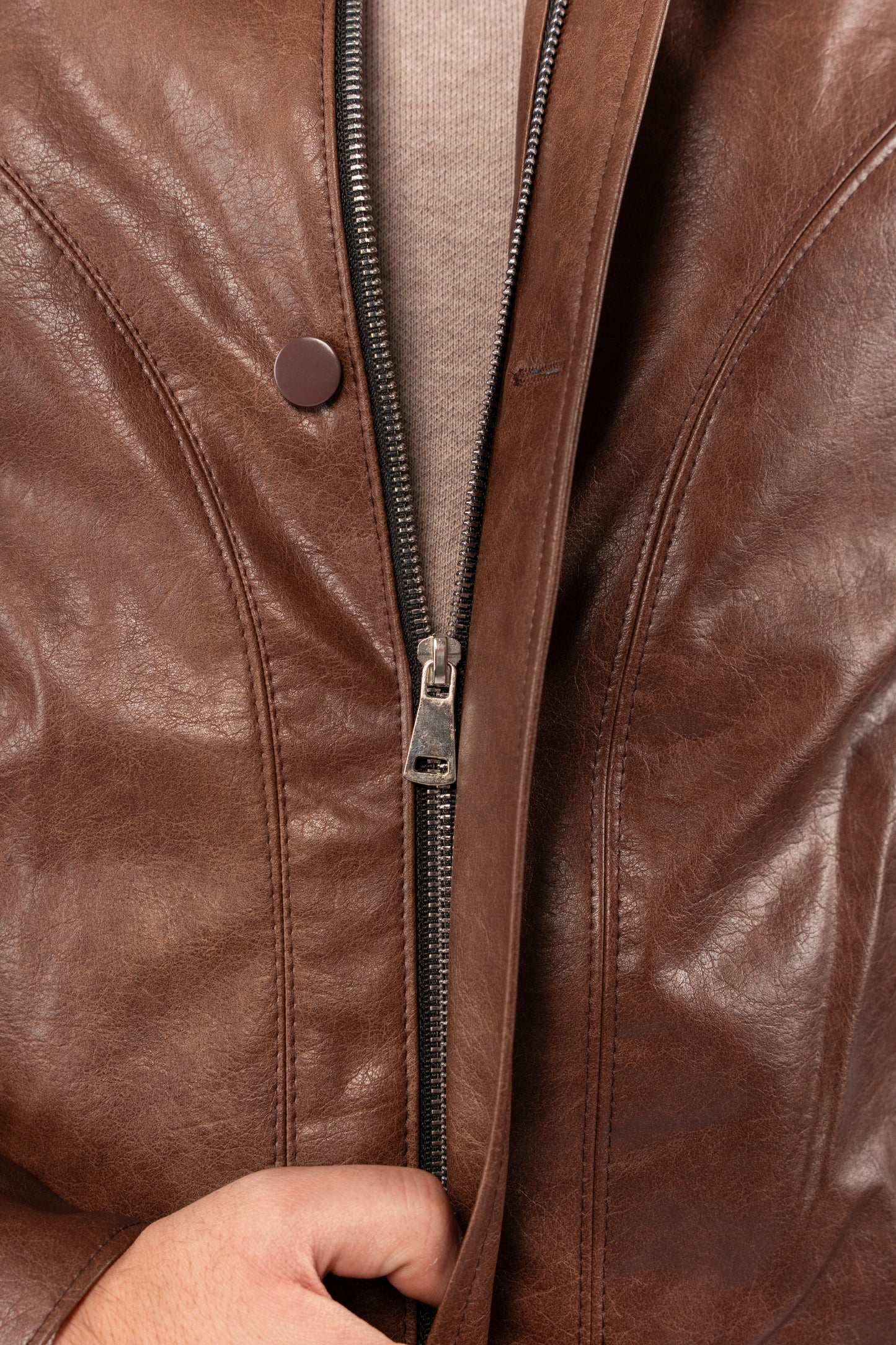LIGHT BROWN TRUCKER LEATHER JACKET