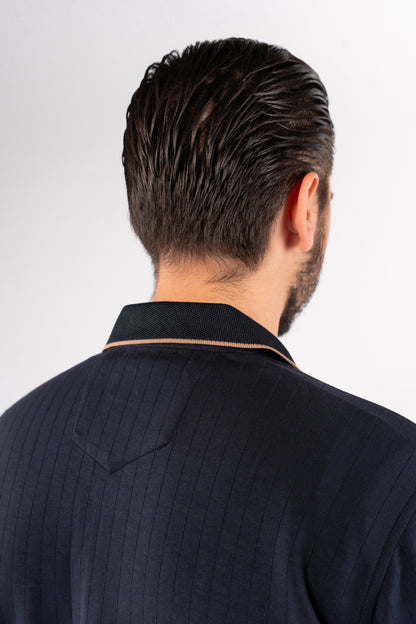 NAVY POLO ZIPPER SWEATER