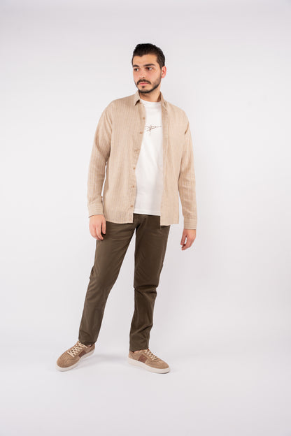 DARK BEIGE LINED SHIRT