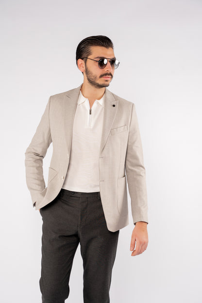 GREY ZIGZAG TEXTURE BLAZER