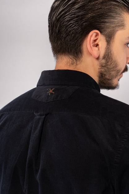 NAVY ELEGANCE VELVET SHIRT