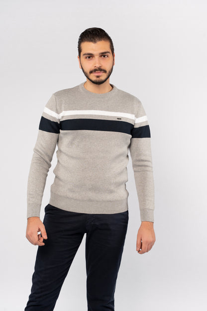 GREY DOUBLE LINE SWEATER
