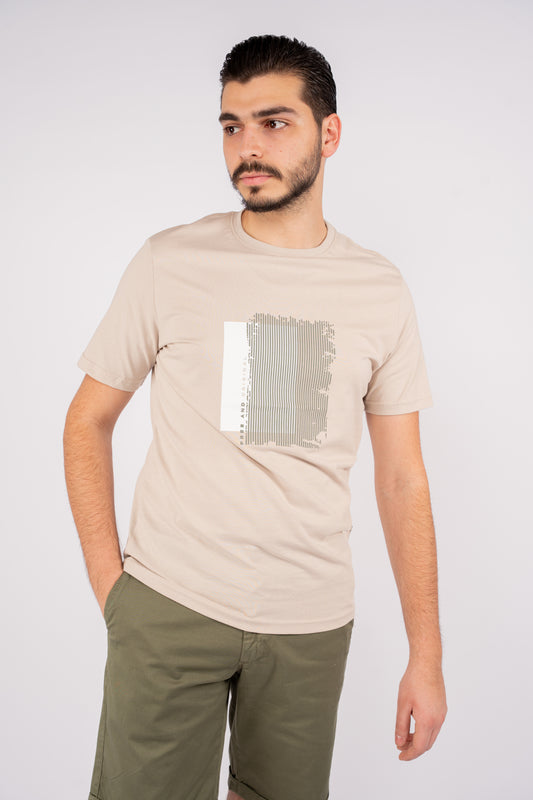 BEIGE PATTERNED TSHIRT