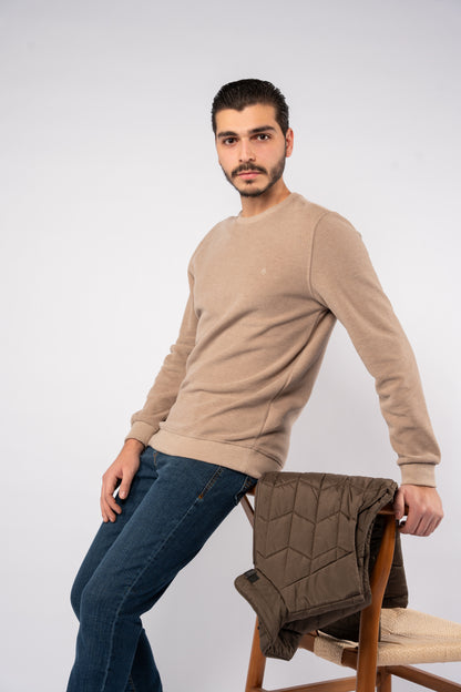 BEIGE ROUND NECK SWEATER