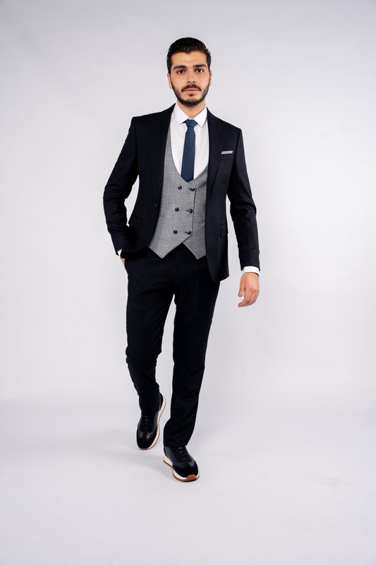 NAVY SUIT DOUBLE SIDED VEST