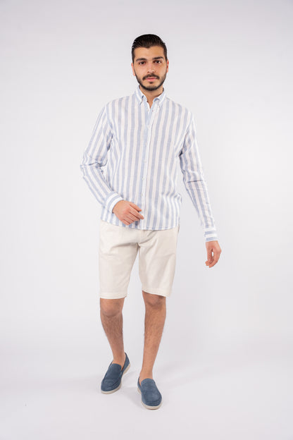 BLUE LINED LINEN SHIRT