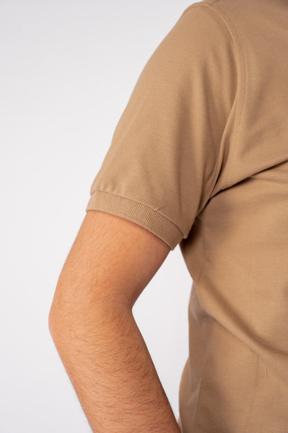 BEIGE PIQUET ZIPPER POLO