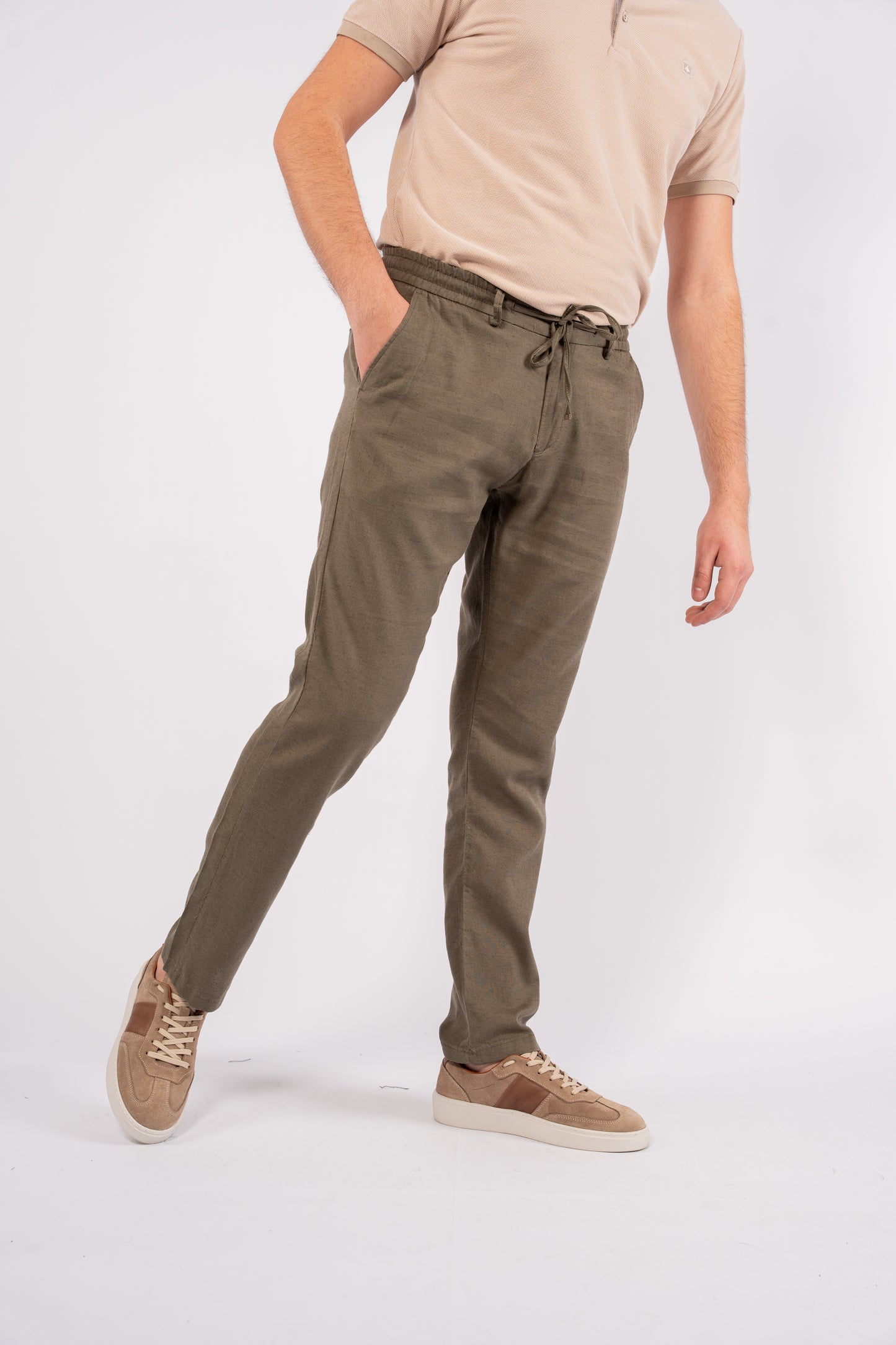 OLIVE LINEN TROUSERS