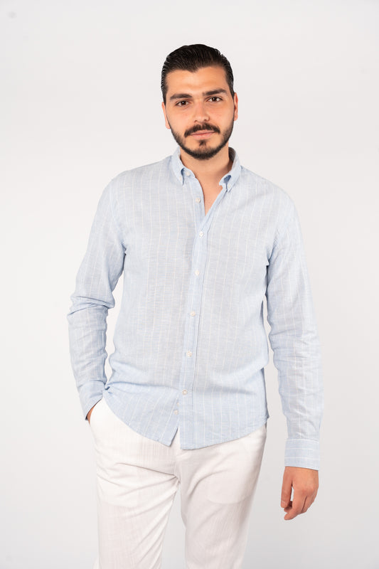 BLUE WHITE LINE LINEN SHIRT