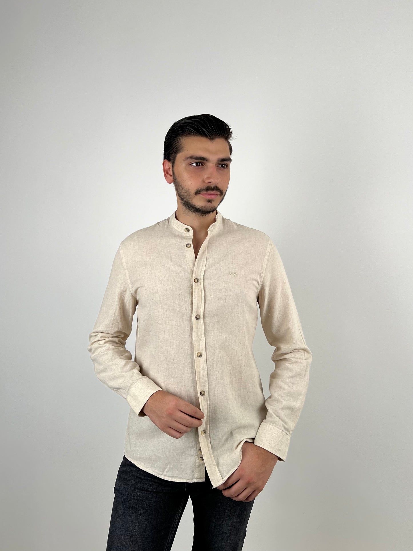 CHINESE LINEN SHIRT BEIGE