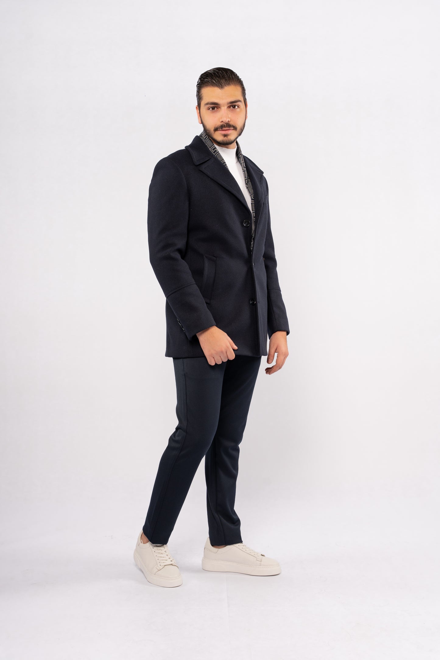 NAVY ELEGANCE WOOL COAT