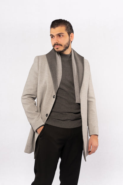 GREY SOPHISTICATED WOOL COAT
