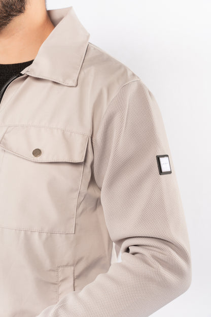 LIGHT BEIGE CASUAL QUILTED JACKET