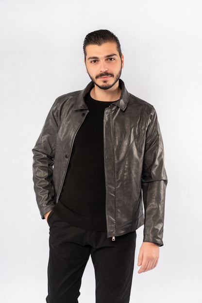 BLACK ROUND NECK PIQUET SWEATER