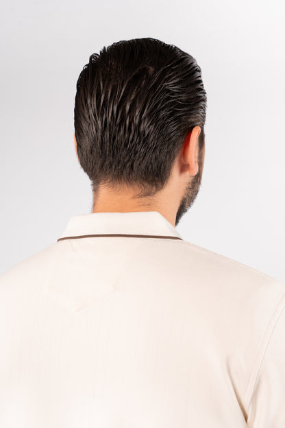 WHITE POLO ZIPPER SWEATER