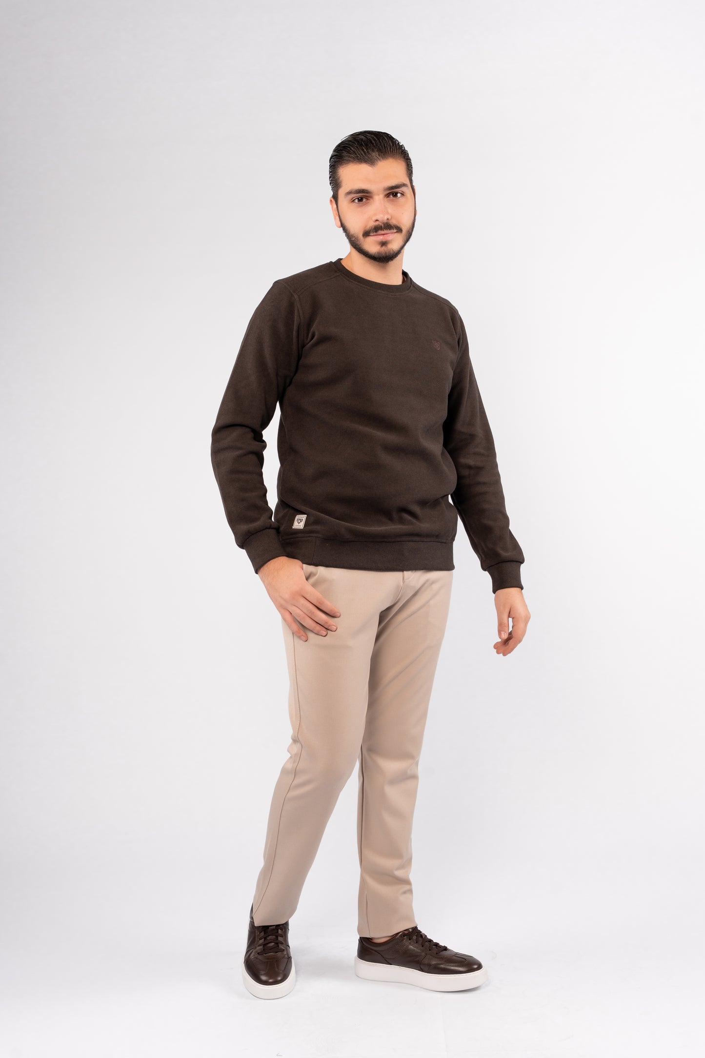 BROWN SELANIK ROUNDNECK SWEATER