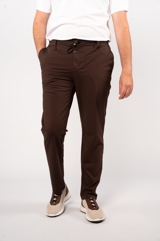 BROWN SEMI CASUAL SPANDEX PANT
