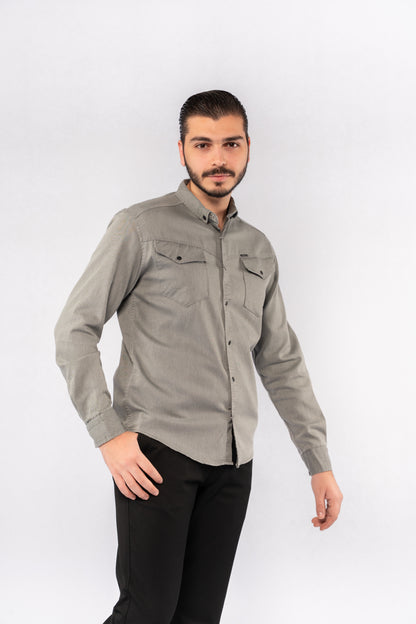 GREY RELAXED TWO POCKET SHIRT