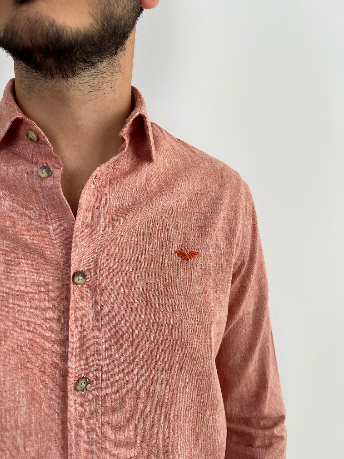 LIGHT ORANGE LINEN SHIRT