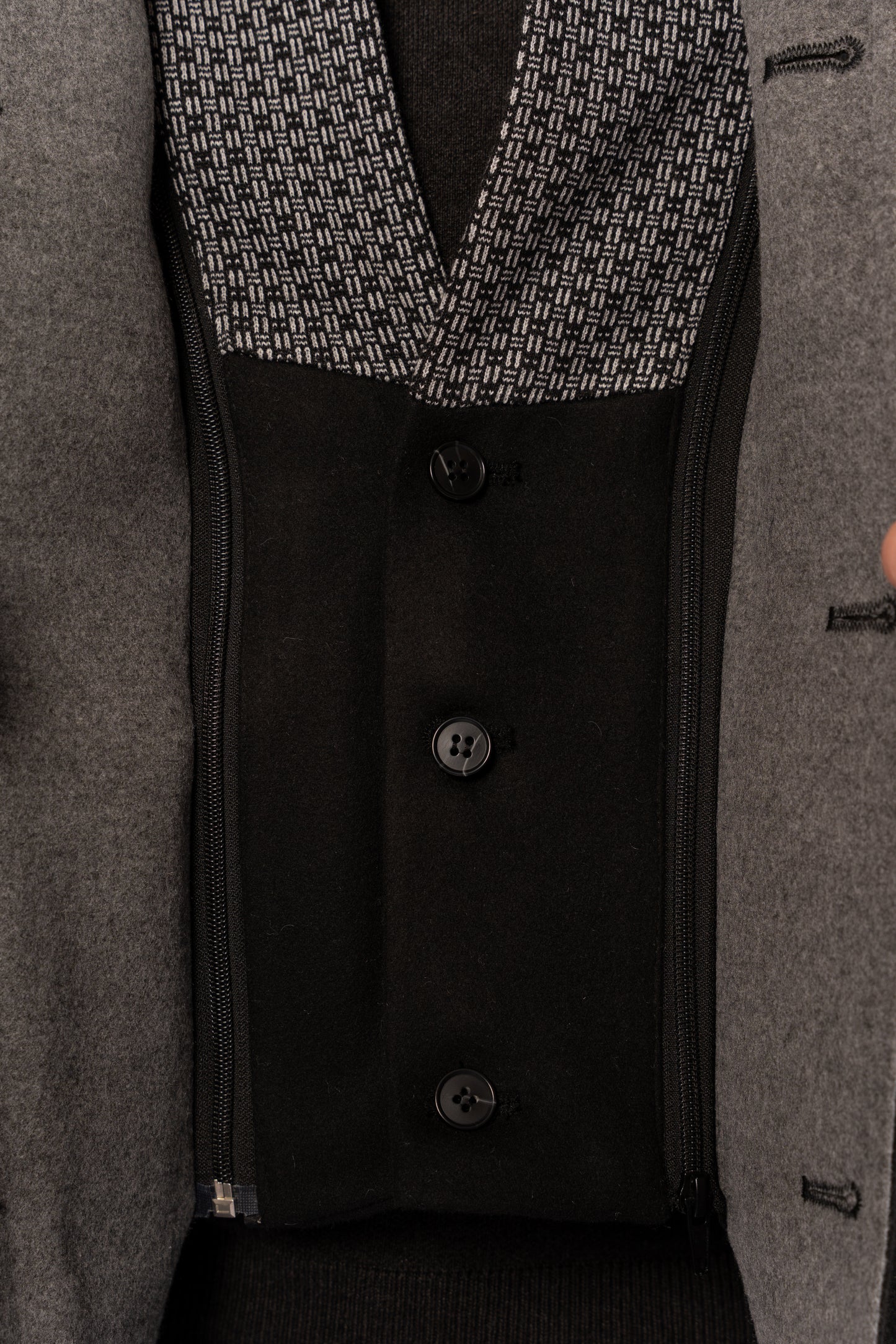 BLACK SEMI CASUAL WOOL COAT