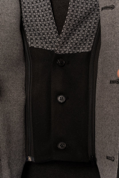 BLACK SEMI CASUAL WOOL COAT