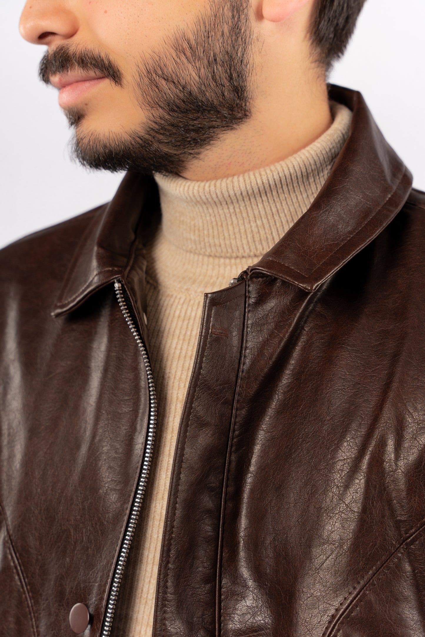 BROWN TRUCKER LEATHER JACKET