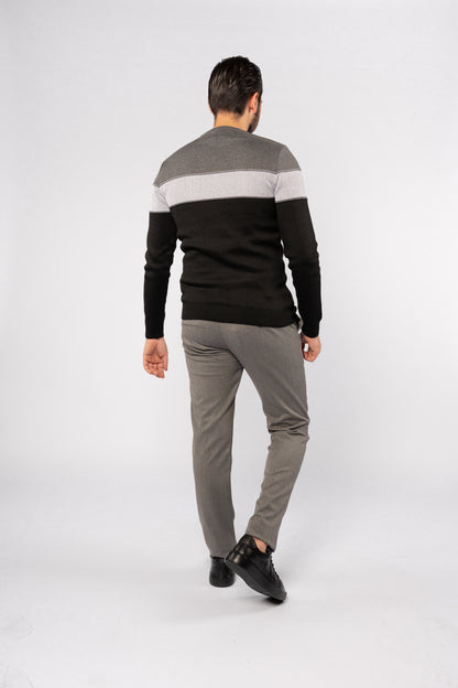 BLACK TRIO COLOR SWEATER