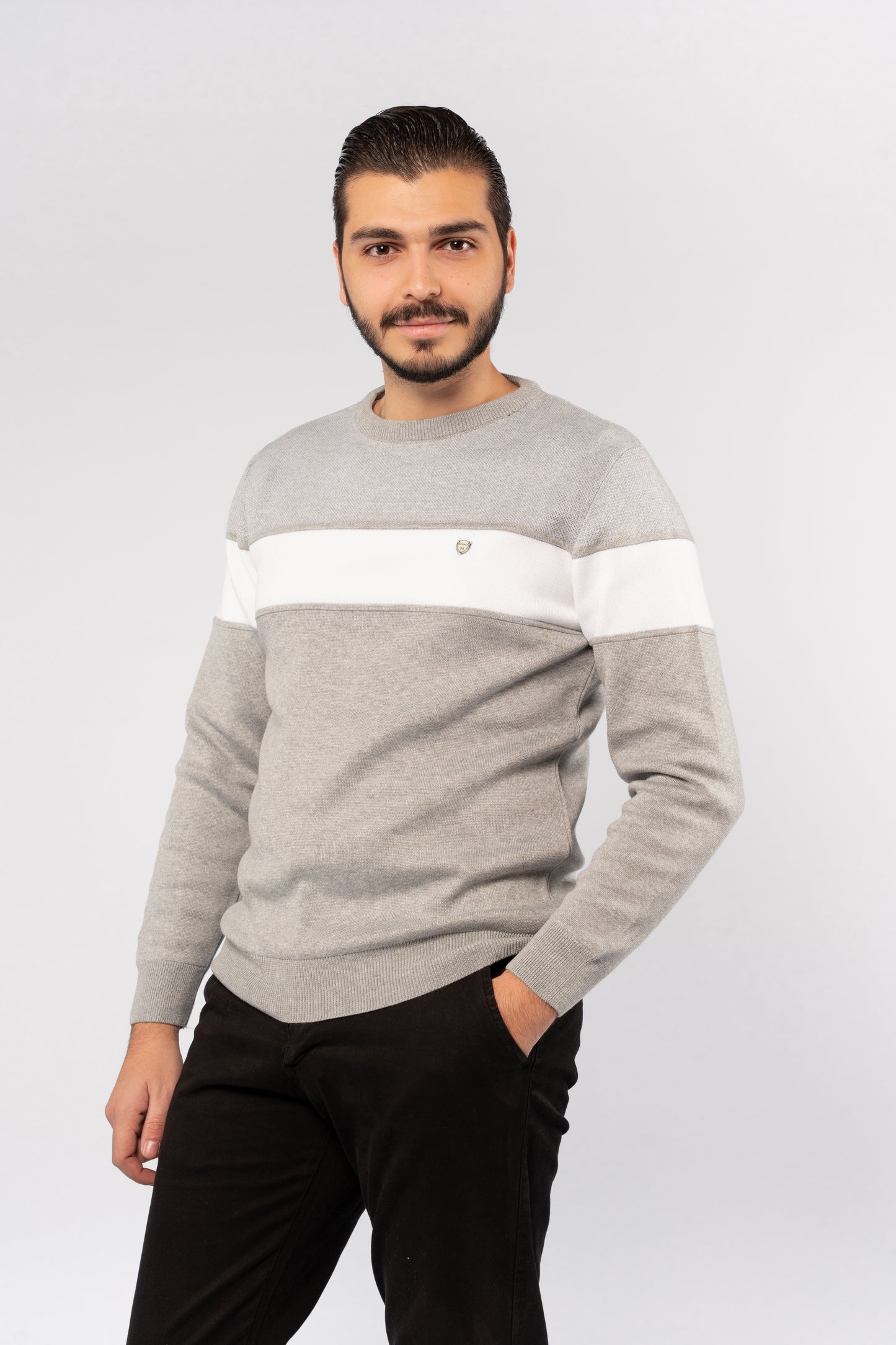 GREY CASUAL KNITTED SWEATER