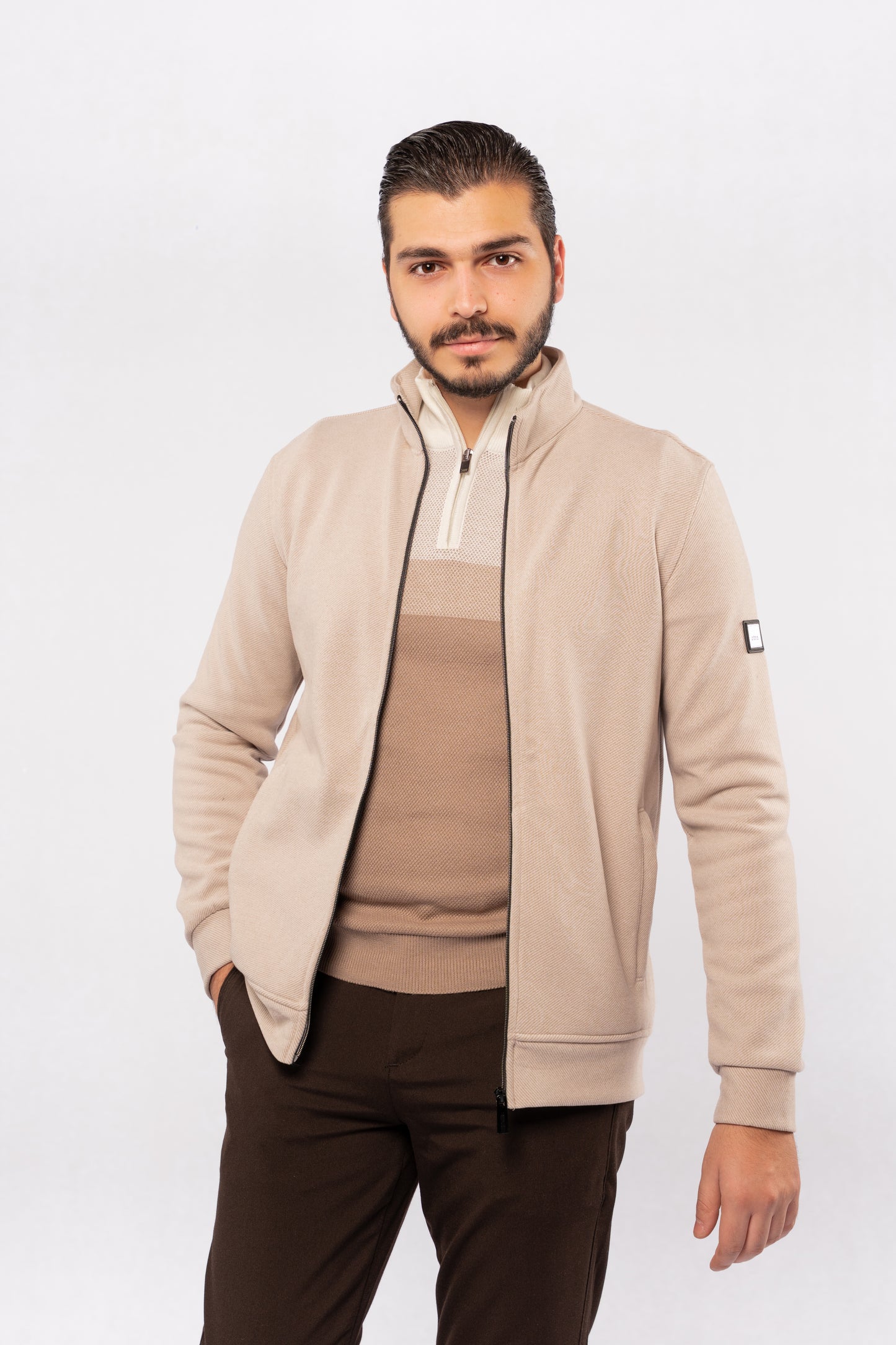 BEIGE SELANIK ZIPPER JACKET