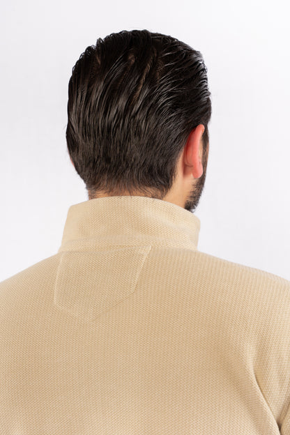 BEIGE HIGHNECK ZIPPER SWEATER