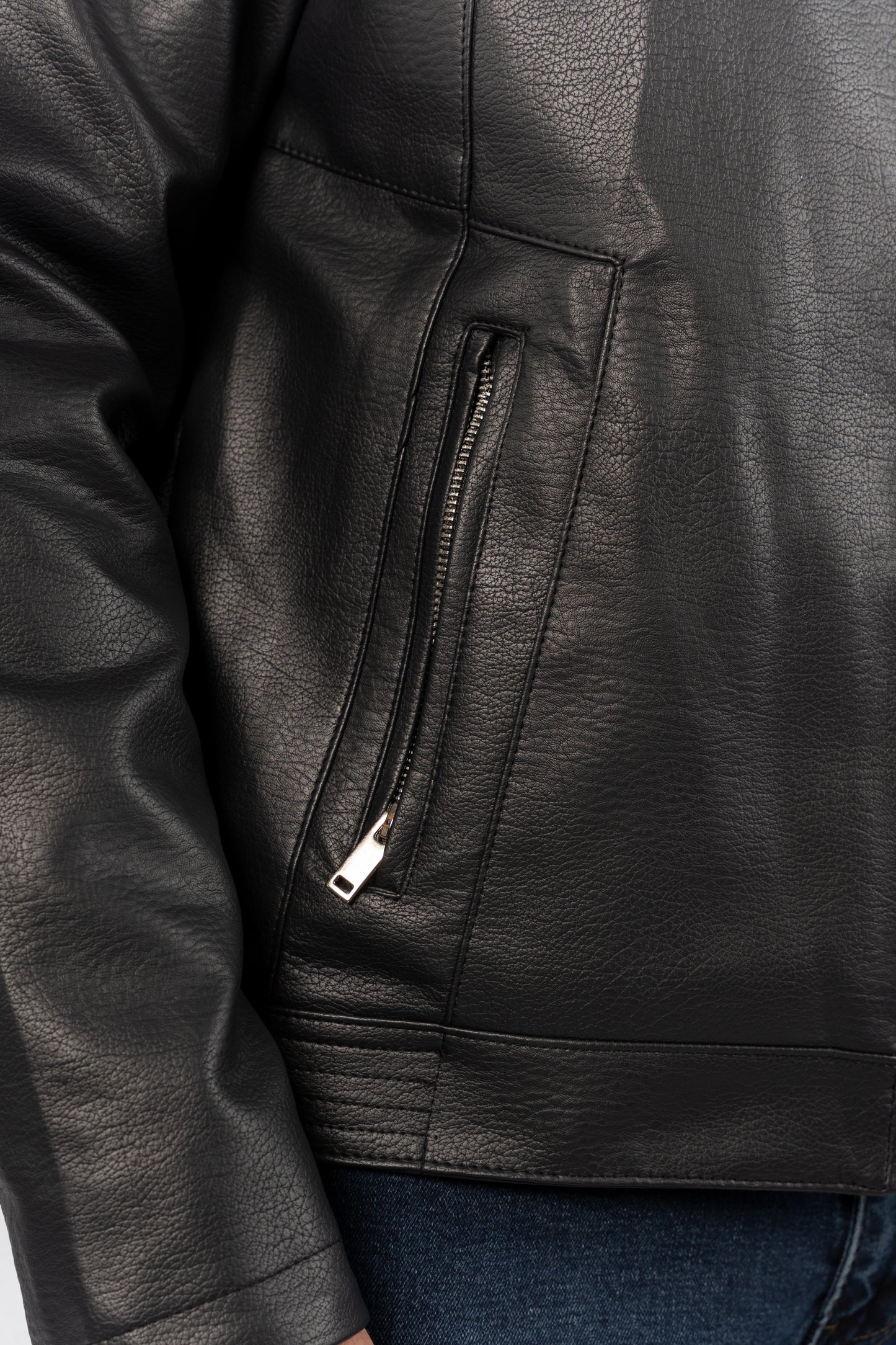 DARK NAVY CASUAL LEATHER JACKET